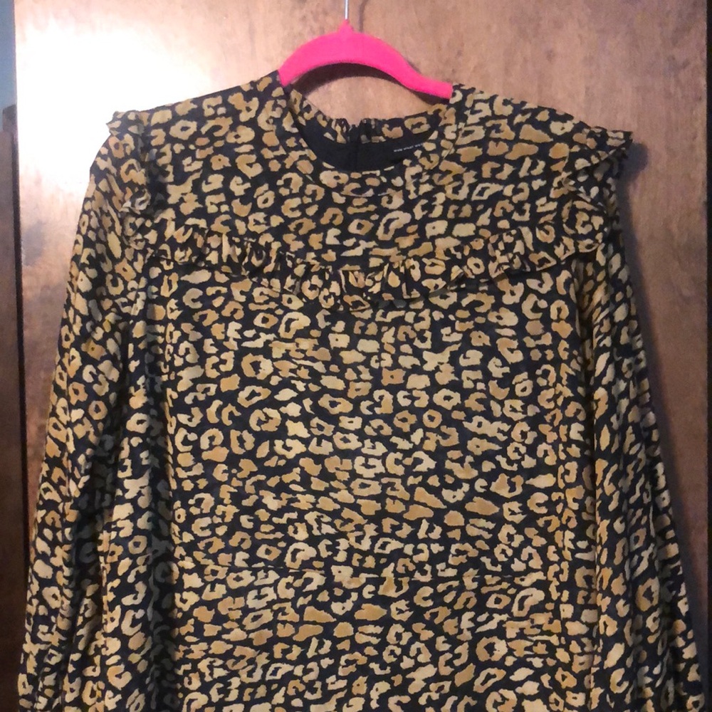 Who What Wear Leopard Print Midi Dress - Black and Gold